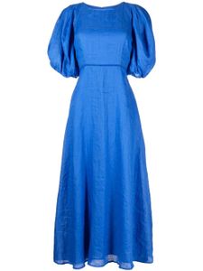 Faithfull the Brand robe en lin Valerina à coupe longue - Bleu