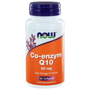 NOW Co-enzym Q10 60 mg met omega-3 visolie (60 softgels)