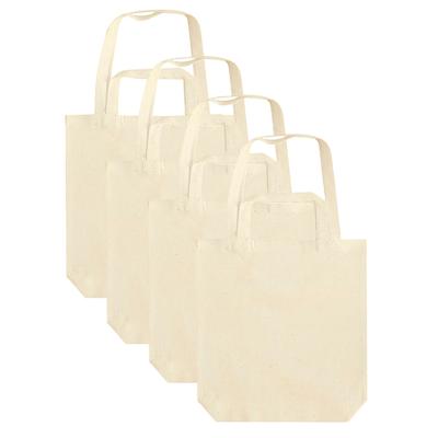4x canvas tas met dubbel hengsel - beige - 38 x 42 cm- katoen - boodschappen draagtas/shopper