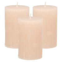 Stompkaars / cilinderkaars - 3x - taupe - 5 x 8 cm - klein rustiek model - dikke kaarsen - sfeerkaar