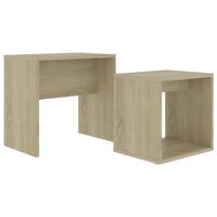 The Living Store Salontafelset - Sonoma Eiken - 2-delige tafeltjesset - Ruimtebesparend - 48 x 30 x 45 cm - hoogwaardig