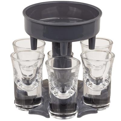 Shotglazen - 6x stuks - glas/kunststof - drank dispenser - shotjes - shotglaasjes