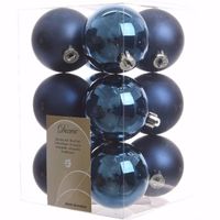 Elegant Christmas kerstboom decoratie kerstballen blauw 12 stuks   - - thumbnail