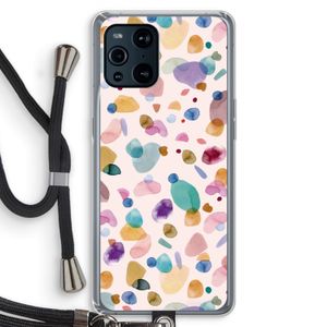 Terrazzo Memphis Pink: Oppo Find X3 Transparant Hoesje met koord
