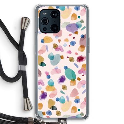 Terrazzo Memphis Pink: Oppo Find X3 Transparant Hoesje met koord