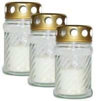 Cosy & Trendy Grafkaars - 4x stuks - gedenklicht met deksel - wit - 7 x 12 cm - 10 branduren