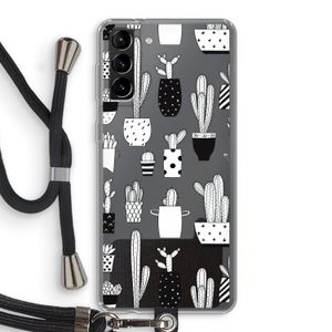 Cactusmotief: Samsung Galaxy S21 Plus Transparant Hoesje met koord