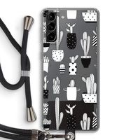 Cactusmotief: Samsung Galaxy S21 Plus Transparant Hoesje met koord