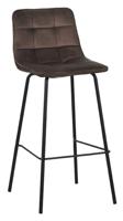 LABEL51 Barkruk 'Bistro' Velvet, kleur Taupe (zithoogte 78cm)