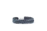 Qoss Heren Armband Gevlochten Leer Tom Blauw - Maat L