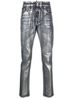 Philipp Plein jean droit à effet métallisé - Bleu - thumbnail