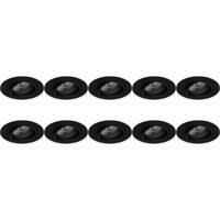 GU10 Inbouwspot 10-Pack - Zwart Aluminium - Kantelbaar Ø92mm