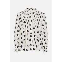 Fabienne Chapot blouse Lucky Pop met hartjes en ruches gebroken wit/ zwart - thumbnail