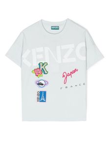 Kenzo Kids t-shirt en coton à imprimé graphique - Bleu