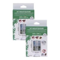 Luance Vliegen/insecten opzet raam hor - 2x - wit - 100 x 100 cm - hordoeken met klittenband