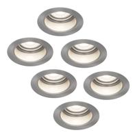 Set van 6 Mesa LED inbouwspots verzonken - 4 Watt 345 Lumen - 6500K daglicht wit - GU10 - Dimbaar - Rond - IP64 Waterdicht - RVS- Anti-glare