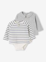 Set van 2 body's babypakje 2-in-1 gemêleerd grijs Set van 2 body's babypakje 2-in-1 gemêleerd grijs