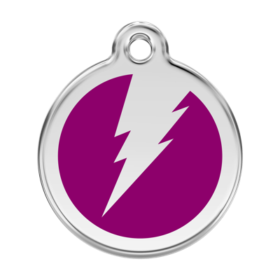 Flash Purple roestvrijstalen hondenpenning large/groot dia. 3,8 cm - Reddingo