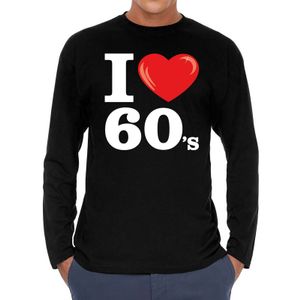 Sixties long sleeve shirt met I love 60s bedrukking zwart voor heren 2XL  -