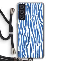 Blauwe nerven: Samsung Galaxy S21 FE Transparant Hoesje met koord