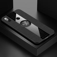 Voor Xiaomi Mi 8 XINLI stiksels doek textuur schokbestendig TPU beschermhoes met ring houder (zwart)