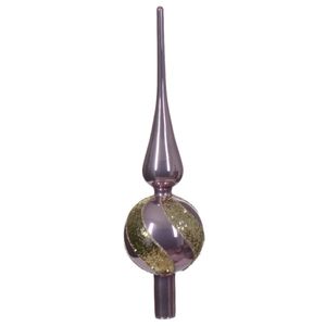 Kerstboom piek gedecoreerd - lila paars/goud - glas - 31 cm