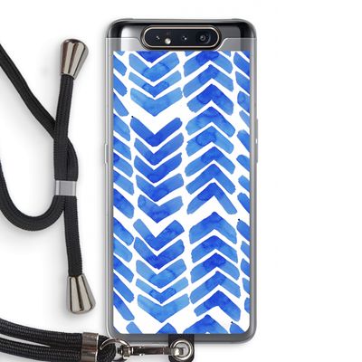 Blauwe pijlen: Samsung Galaxy A80 Transparant Hoesje met koord