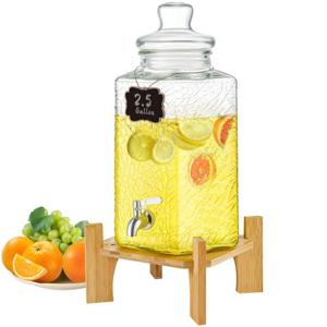 VEVOR 10L partydrankdispenser glazen sapdispenser met standaard roestvrijstalen kraan ijsthee limonade sapwaterdispenser voor restaurants hotels feesten