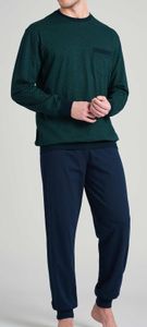 Schiesser Pyjama met boorden blauw-groen