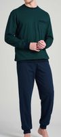 Schiesser Pyjama met boorden blauw-groen