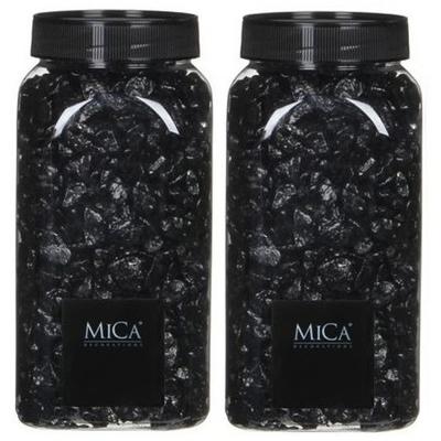 Mica Decorations decoratie steentjes - 2x - zwart - 1 kilo - 650ml - hobby steentjes