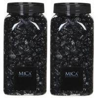 Mica Decorations decoratie steentjes - 2x - zwart - 1 kilo - 650ml - hobby steentjes