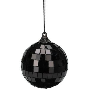 Discobal kerstbal / spiegel kerstbal- 1x st - zwart - 6 cm - kunststof