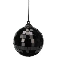 Discobal kerstbal / spiegel kerstbal- 1x st - zwart - 6 cm - kunststof - thumbnail