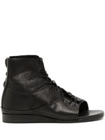 Y's bottines en cuir à bout ouvert - Noir