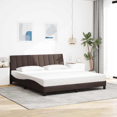 Bedframe zonder matras "Hanko" stof donkerbruin 180x200 cm