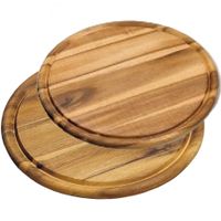 Houten broodplanken/serveerplanken 2x stuks rond met sapgroef 25 en 30 cm - thumbnail