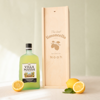 Likeur in gegraveerde kist - Limoncello Villa Massa