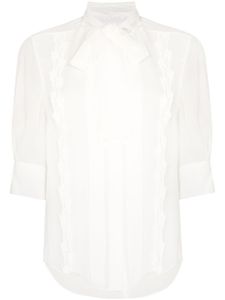 Chloé chemise en soie à col noué - Blanc