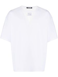 Raf Simons t-shirt à empiècement en résille - Blanc