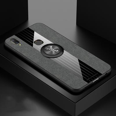 Voor vivo Y85 XINLI stiksels doek textuur schokbestendig TPU beschermhoes met ring houder (grijs)