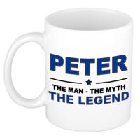 Peter cadeau mok - man myth legend - naam koffiemok / beker - wit en blauw - 300 ml