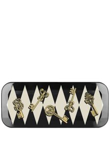 Fornasetti plateau Chiavi Gold and Rhombi en bois - Noir