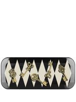 Fornasetti plateau Chiavi Gold and Rhombi en bois - Noir - thumbnail