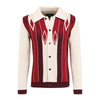 Collectif Luca Long Sleeved Diamond Cardigan Cream Red-S Collectif Luca Long Sleeved Diamond Cardigan Cream Red-S