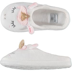 Meisjes instap slippers/pantoffels eenhoorn wit maat 33-34