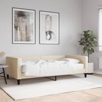 Slaapbank met matras 100x200 cm stof crèmekleurig Slaapbank met matras 100x200 cm stof crèmekleurig