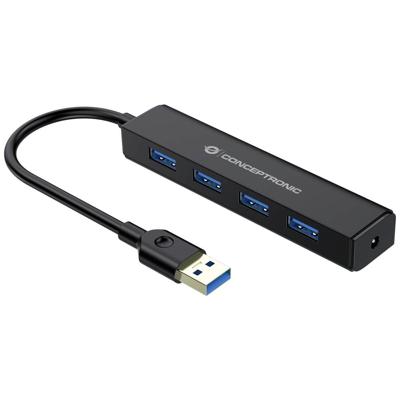 Conceptronic C4PUSB3 USB 3.2 Gen 1-hub 4 poorten Zwart