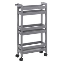 Keuken of badkamer trolley 3-laags - betongrijs - D15 x B40 x H75 cm - mdf hout - met wielen