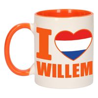 I love Willem mok/ beker oranje wit 300 ml